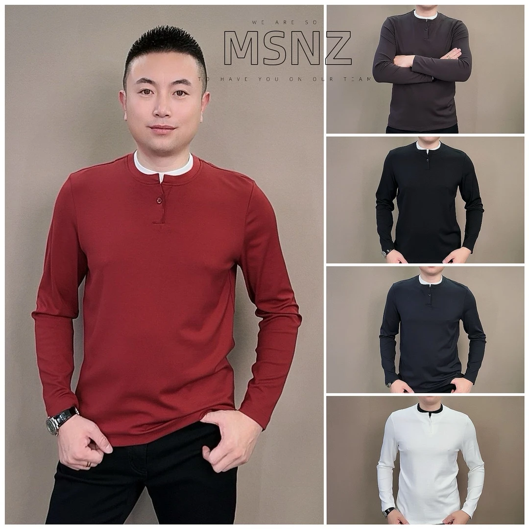 【512】爵派尔秋冬新品男士打底假两件T恤舒适柔软百搭轻奢莫代尔