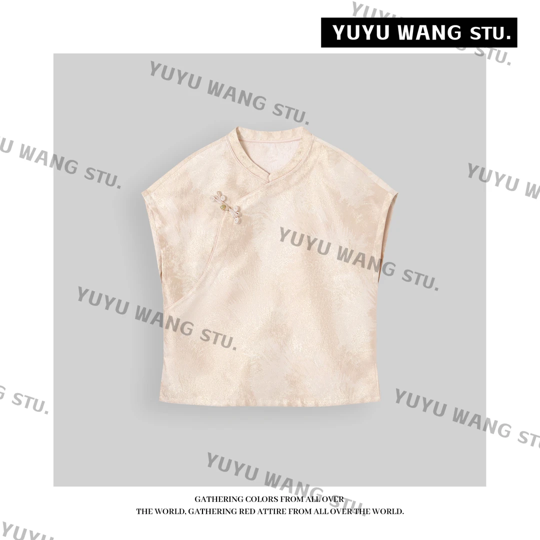 YUYU WANG【畔月】新中式国风盘扣衬衫女夏薄款轻奢小众高级感上衣