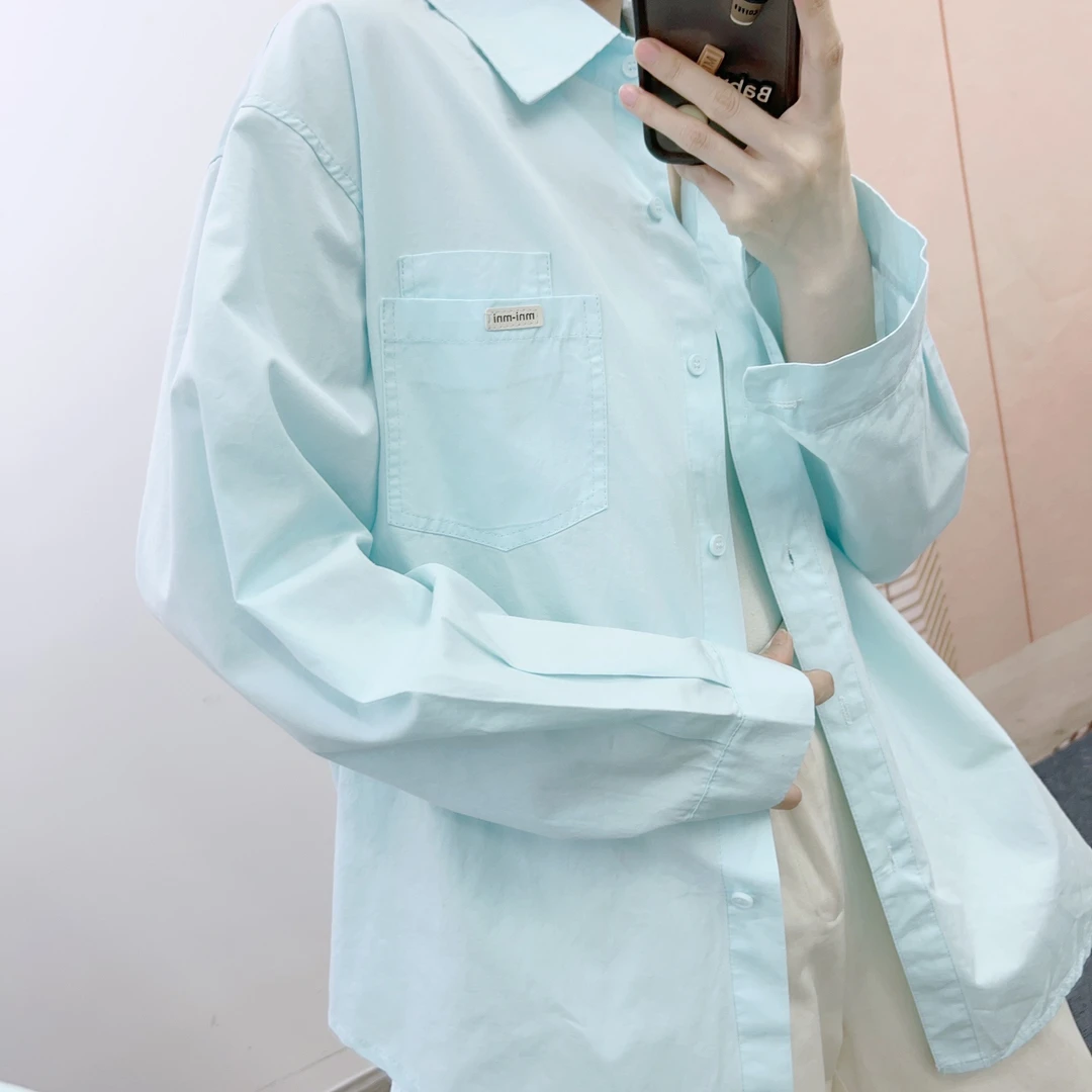 906庸赖风休闲韩版百搭开扣简约宽松衬衫9906/XJ