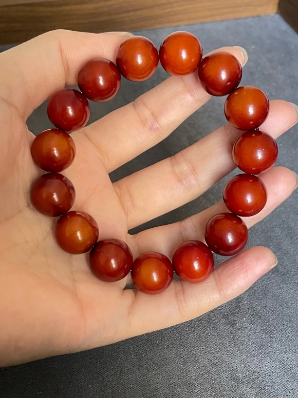 菩提根单圈手串素圈14mm炭烤橘皮圆珠菩提大卡珠串男女文玩手串