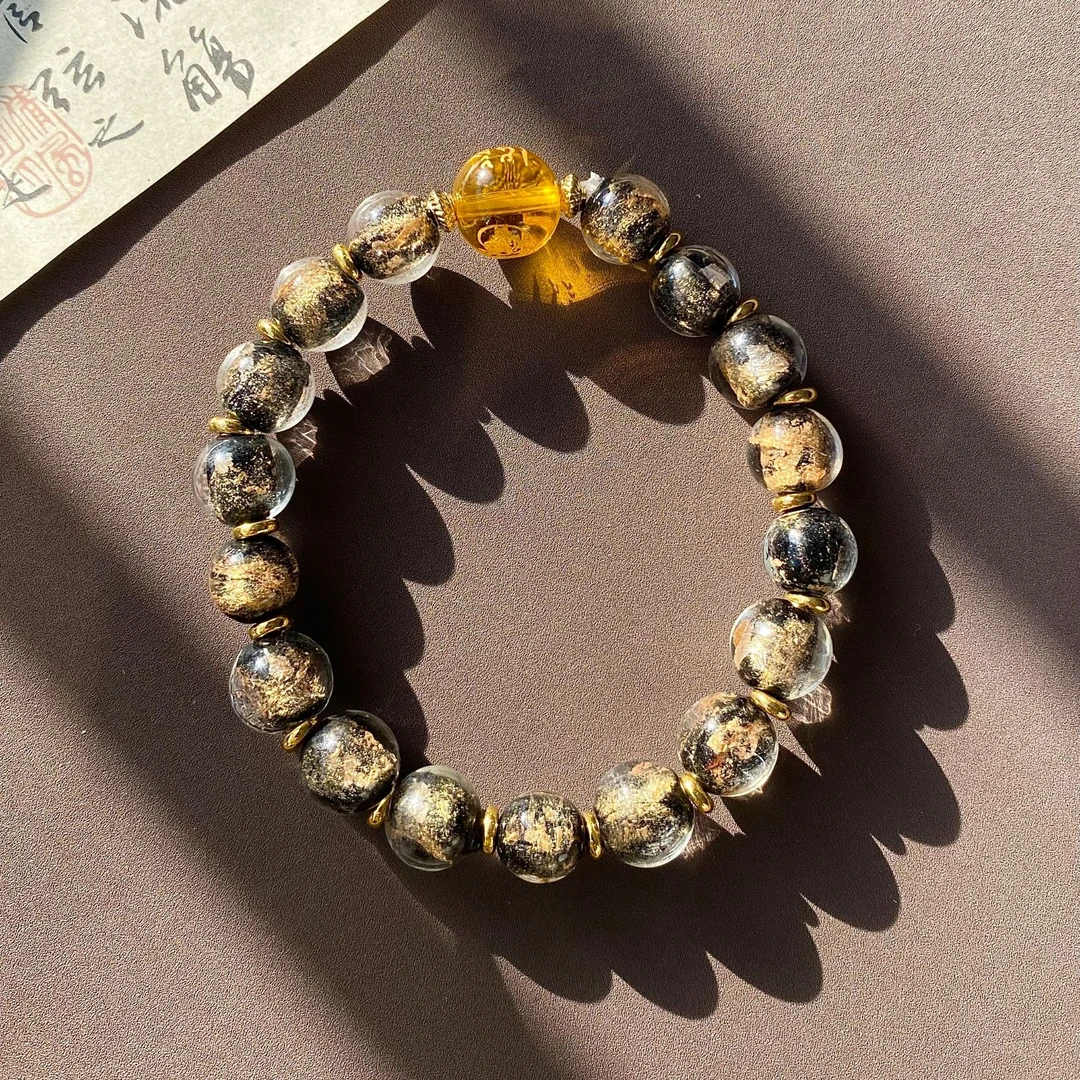 合金琉璃手链 香灰琉璃时尚气质款卡10左右单圈圆珠手串  HH013