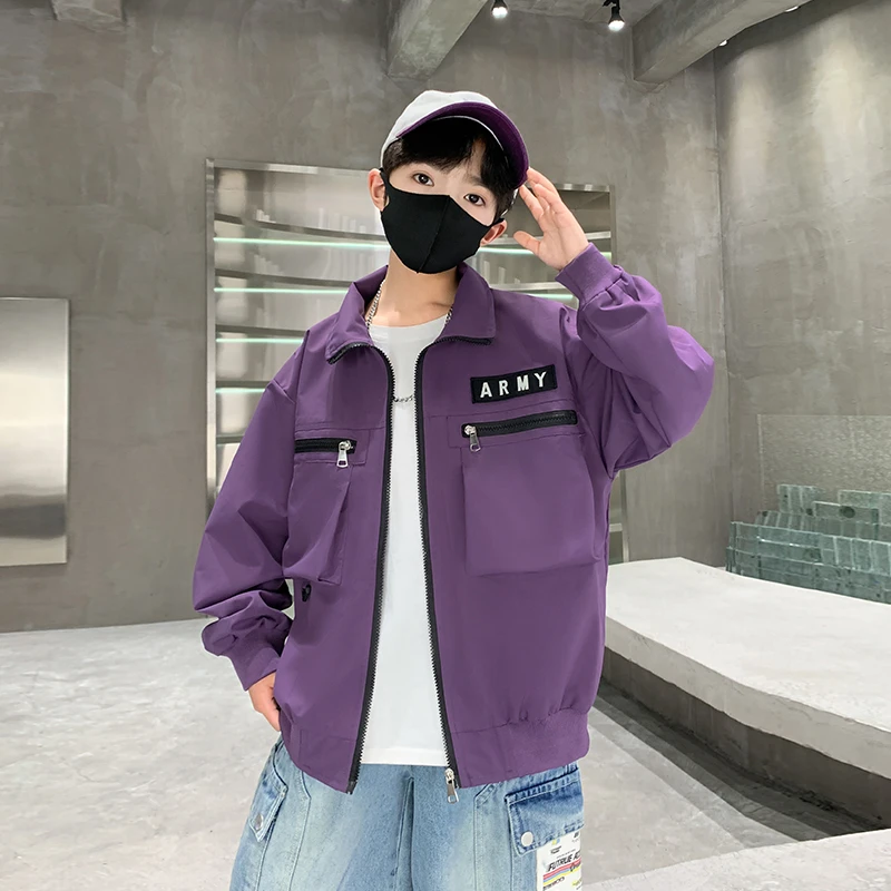 男童外套春秋款2025新款中大童洋气立领夹克儿童春装韩版炸街潮衣