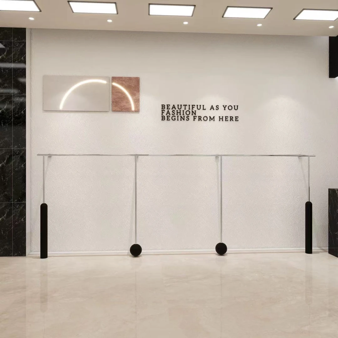 服装店展示架上墙陈列架不锈钢壁挂衣架男女装店衣服落地货架黑色