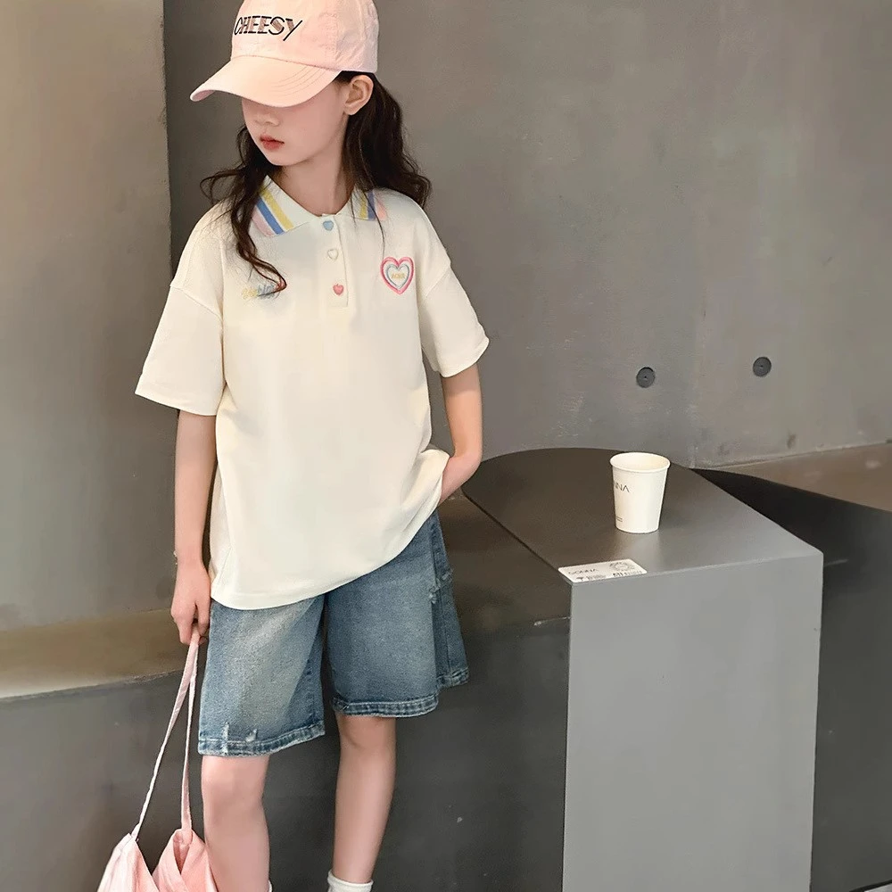 女童夏季短袖套装儿童显瘦洋气舒适休闲中大童时髦潮酷儿童显瘦