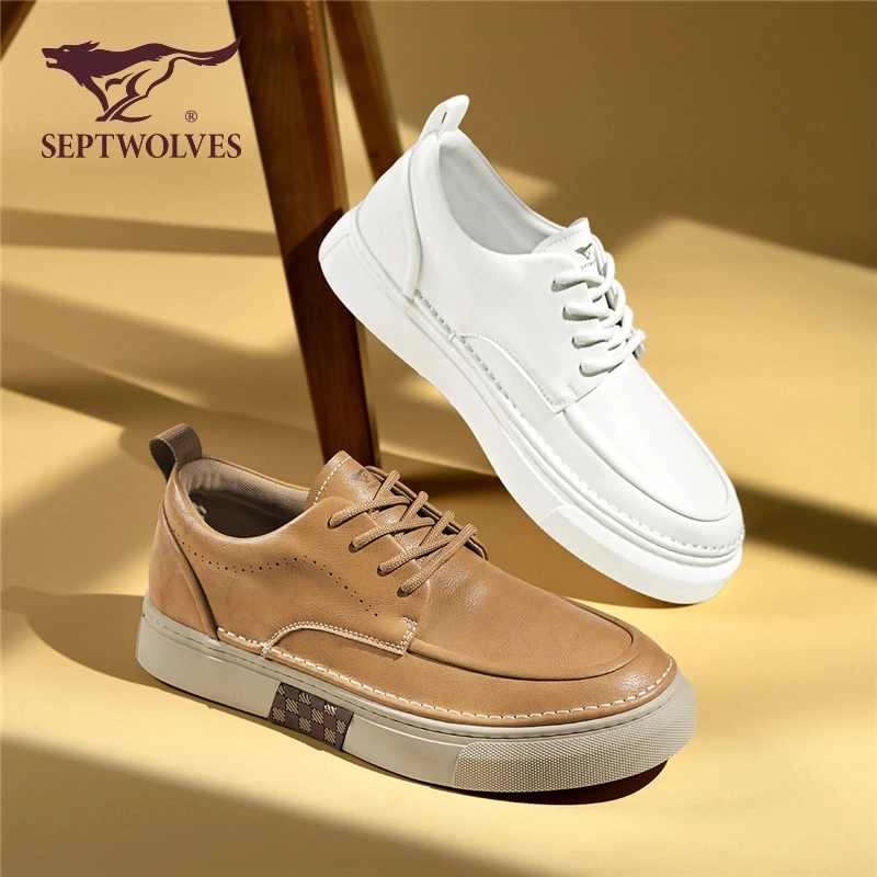 七匹狼鞋子男款2025新款秋冬季软底板鞋白色百搭商务休闲男鞋0974