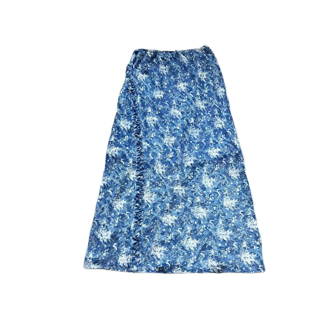 【秀秀新品】 小众设计碎花直筒长半裙