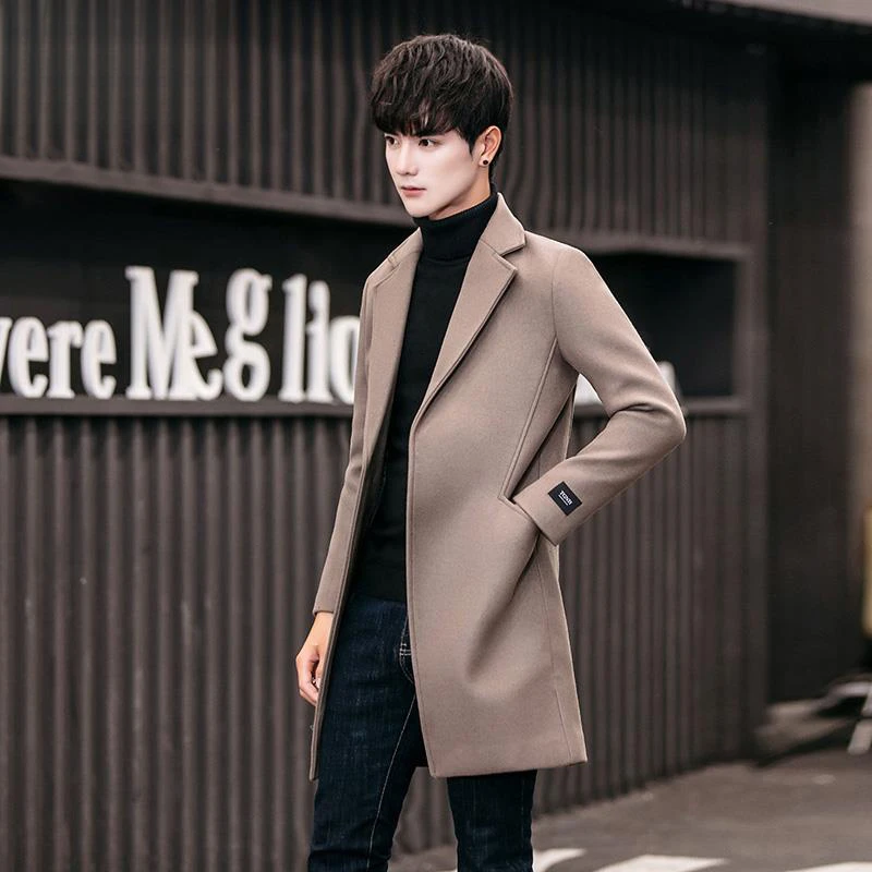 皮尔卡丹中长款毛呢大衣男士秋季2023新款潮牌款高端英伦风衣外套