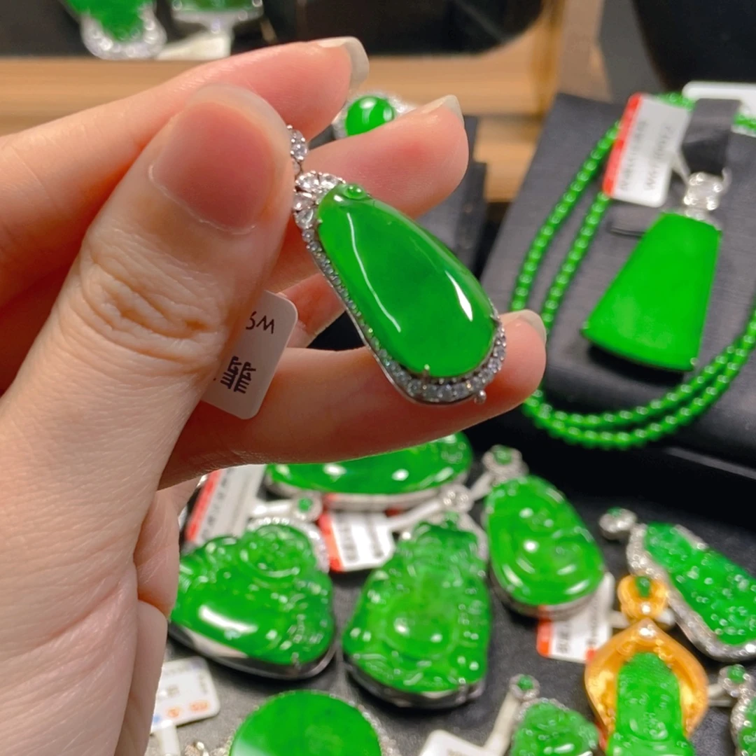 翡翠银S925镶嵌吊坠(不含链)