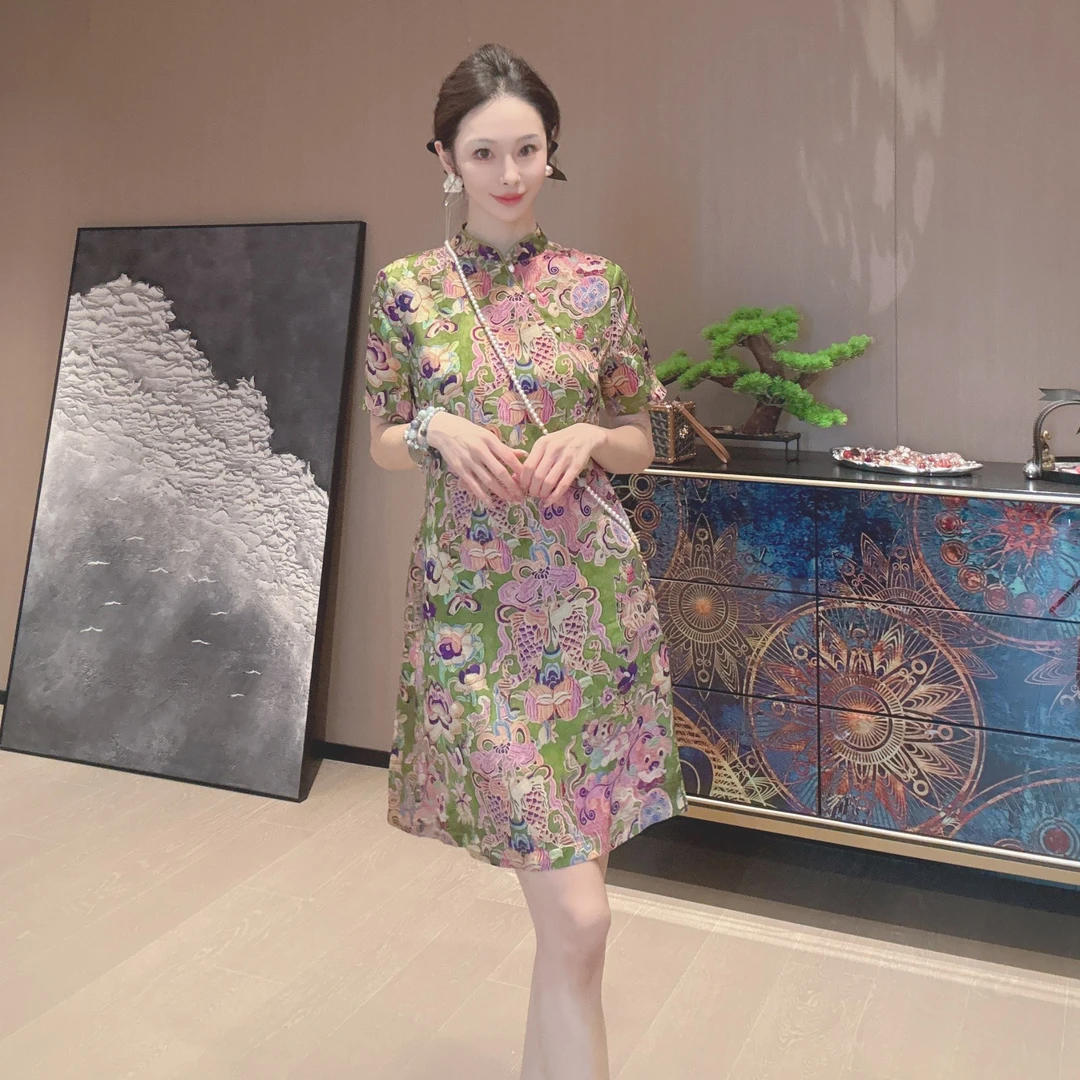 KK颜小新【晚瑶】新中式国风时尚气质宽松设计师日常夏季短袖连衣裙