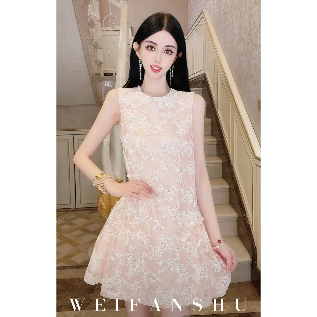 WEIFANSHU/魏凡舒【济州回忆】夏季新款小个子洋气甜美无袖连衣裙