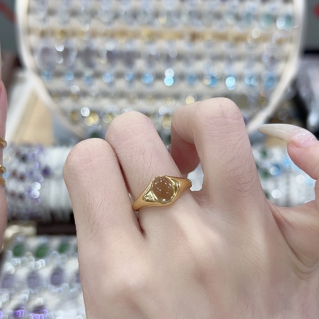 一***子戒指黄晶银S925镶嵌