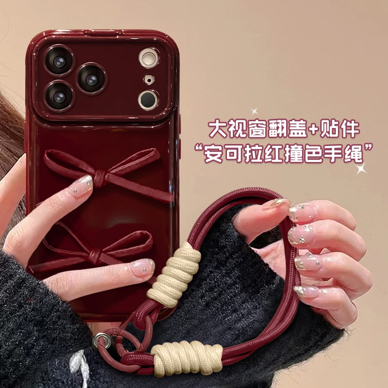 蝴蝶结适用于oppo/vivo/华为/小米/苹果翻盖镜子壳防摔手机壳