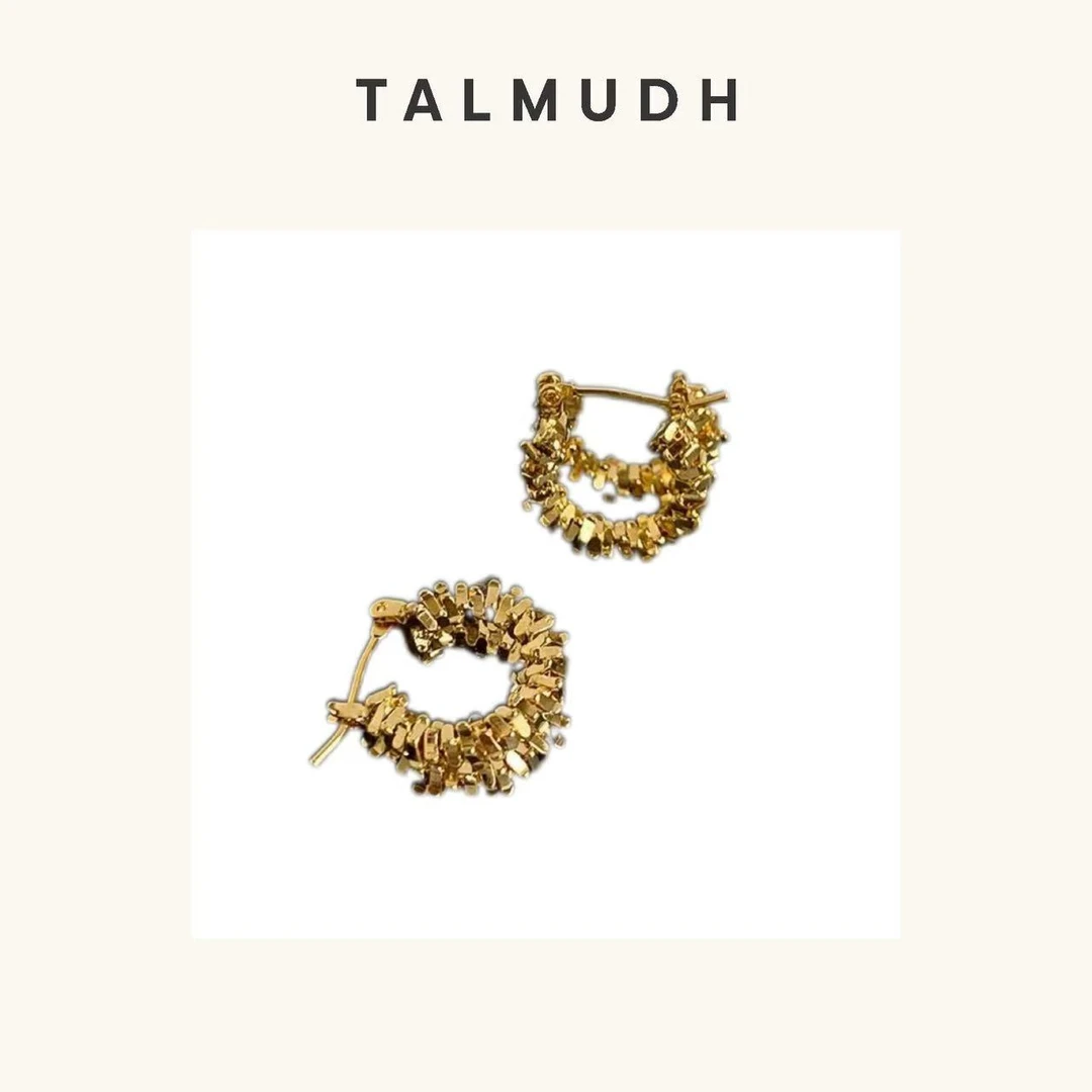 合金耳饰 T/A金属双层碎银耳环 小众简约精致百搭16662