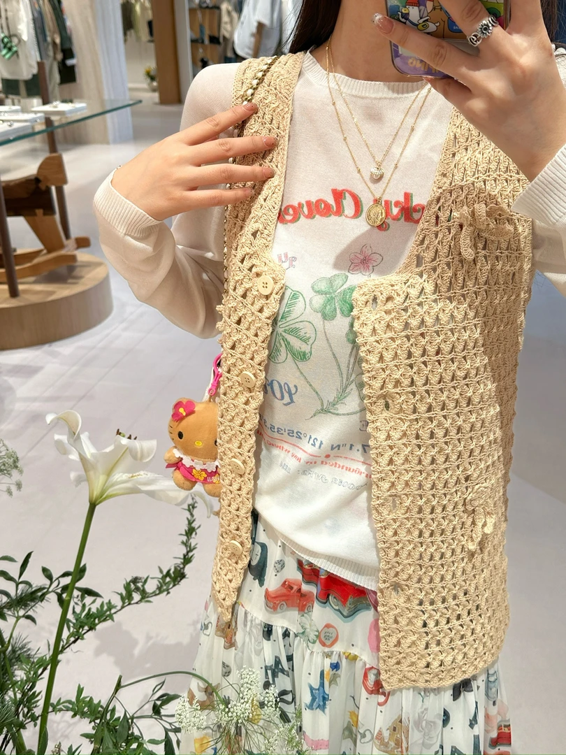 Short Sentence短句 设计师品牌小众新款 铜氨丝印花针织长袖上衣