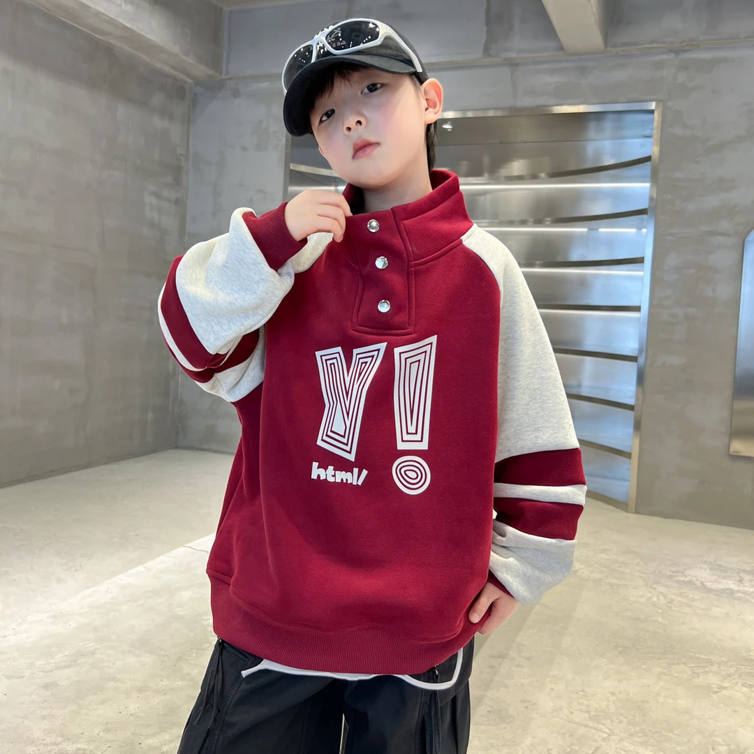 冬季男童韩版男孩冬装锁温蓄热帅气服装高领加绒卫衣儿童2025新款