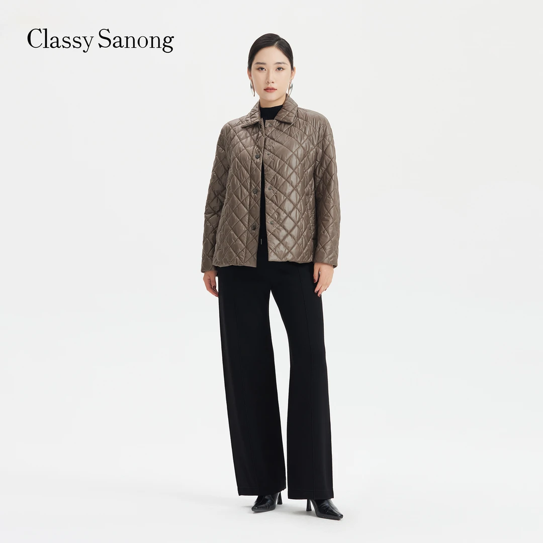 CLASSY SANONG秋季新款柔软亲肤显瘦修身绗缝棉服外套