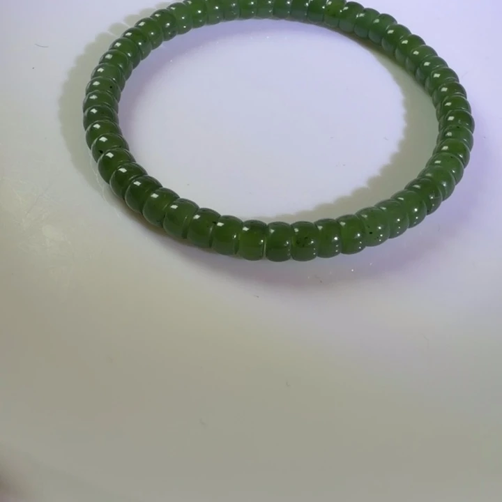 和田玉未镶嵌手链卡6碧玉药片微微黑