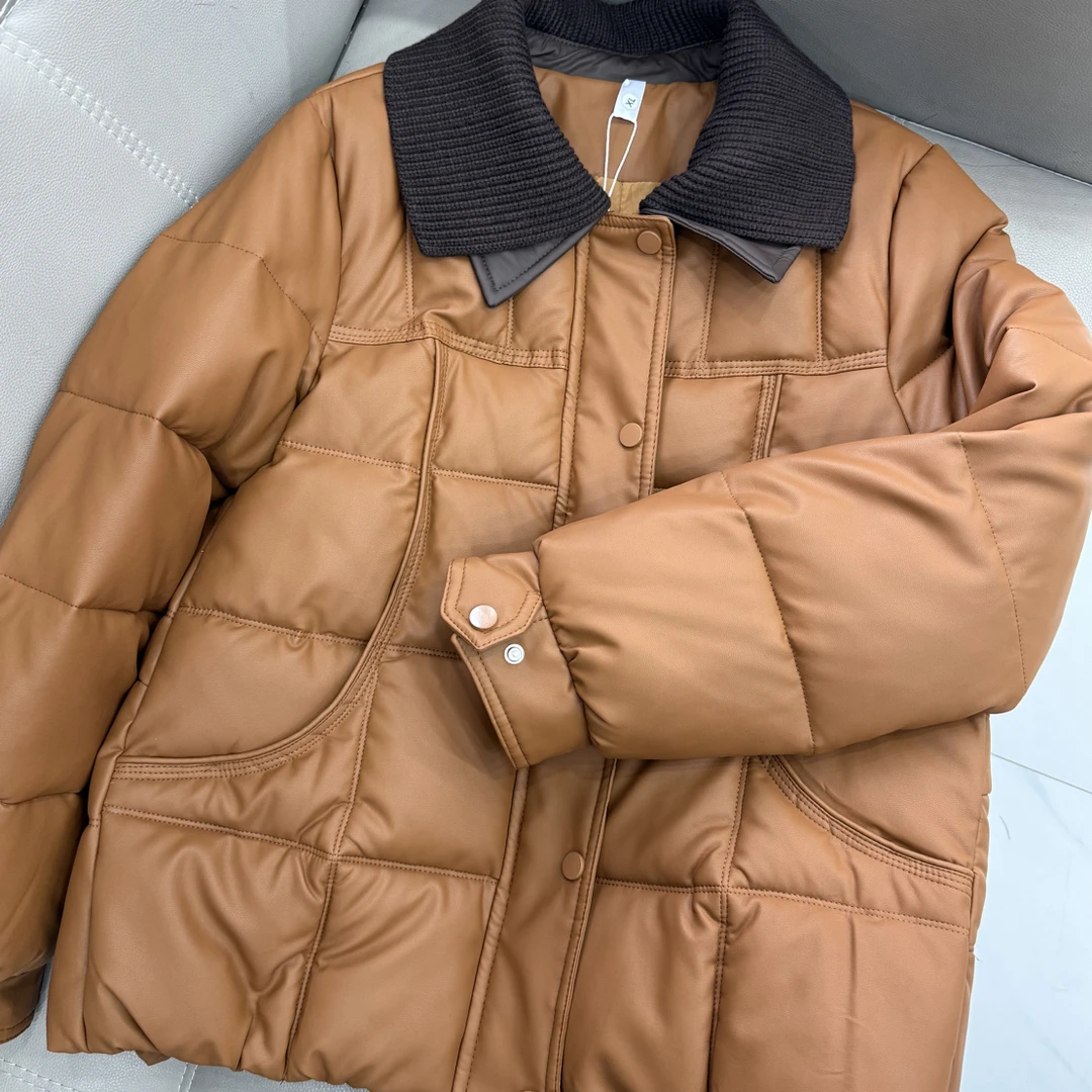 23#皮棉针织领百搭小棉袄