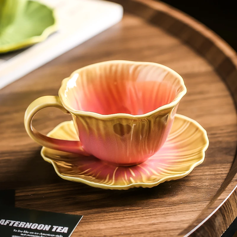 复古窑变陶瓷咖啡杯碟釉下彩拿铁拉花杯中古马克杯小众精致伴手礼