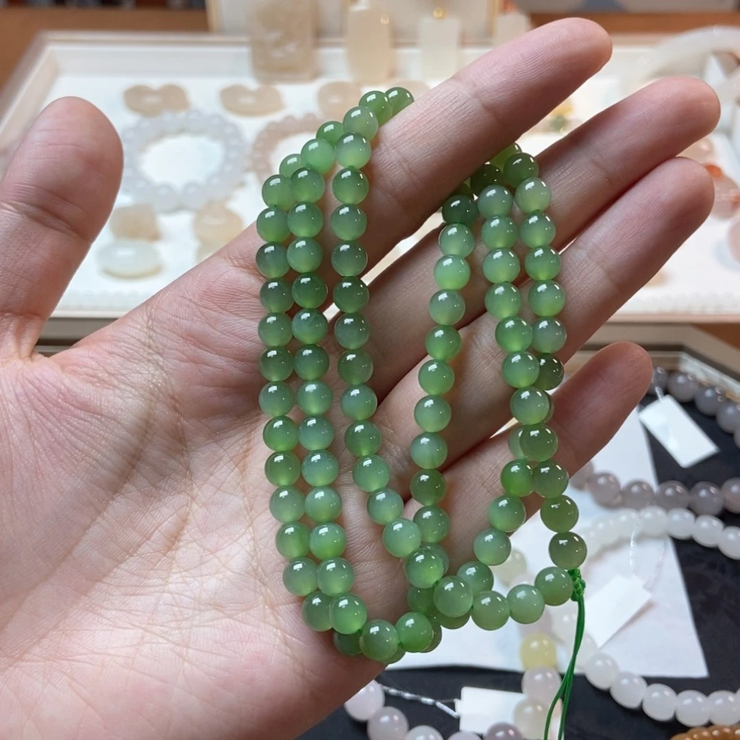 手链未镶嵌和田玉粉青108