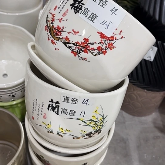 多肉绿植陶瓷花盆9.9包邮，有孔