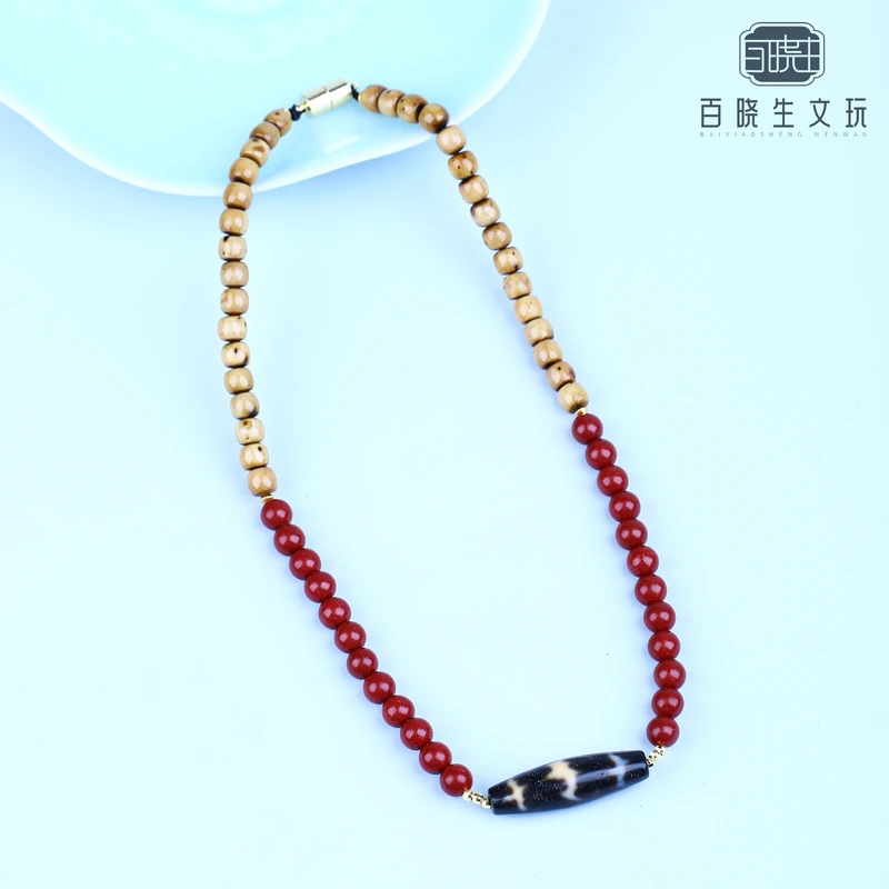 非金属木质项链 【百晓生】柳柳 7*8mm 搭配 8mm花蕊夫人 设计款