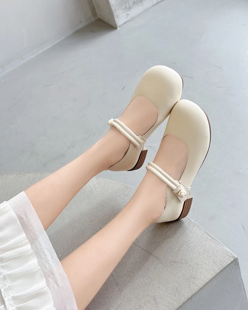 75501浅口单鞋女春夏新款粗跟软底小皮鞋时尚软底玛丽珍鞋D1