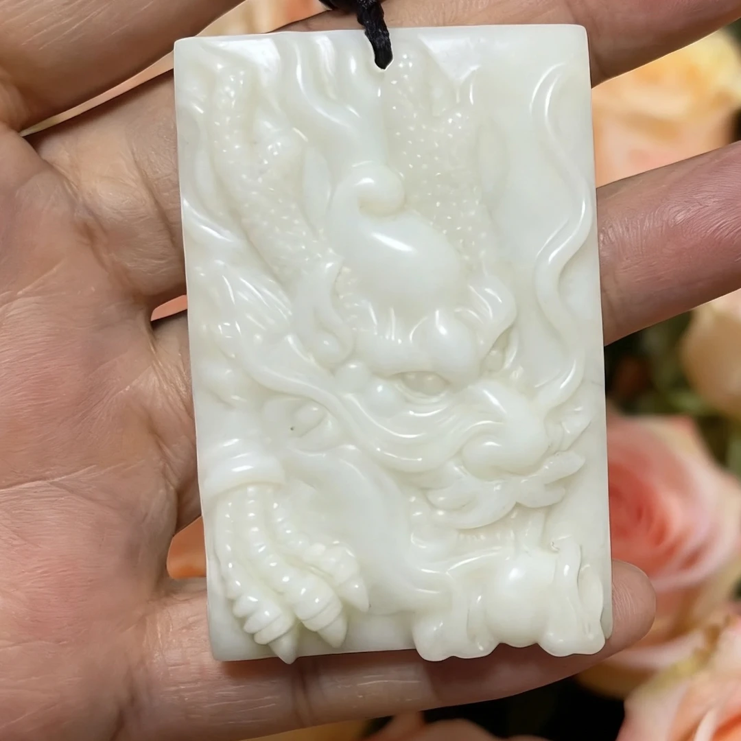 蓝田玉挂件 毛衣链平安无事女款白色