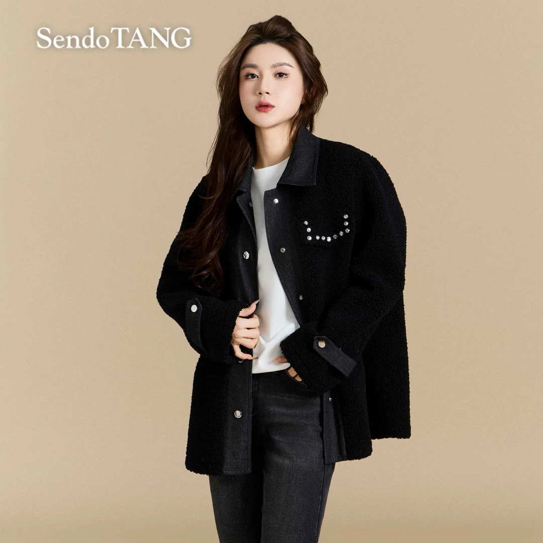 环保皮毛【闲暇时光】胖多女装新款时尚高级百搭显瘦宽松外套大衣