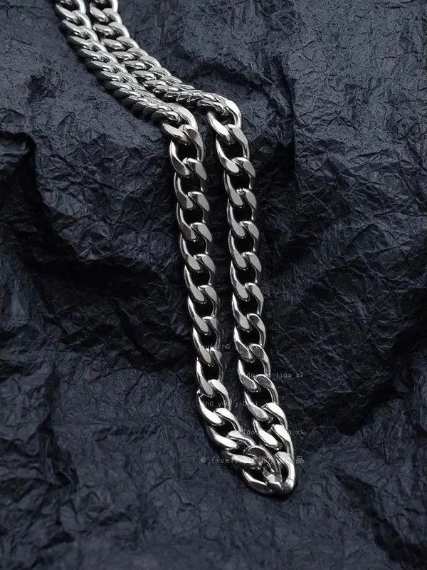 钛钢项链 钛钢项链基础百搭款土酷蹦迪情侣男女不掉色nk链子小众