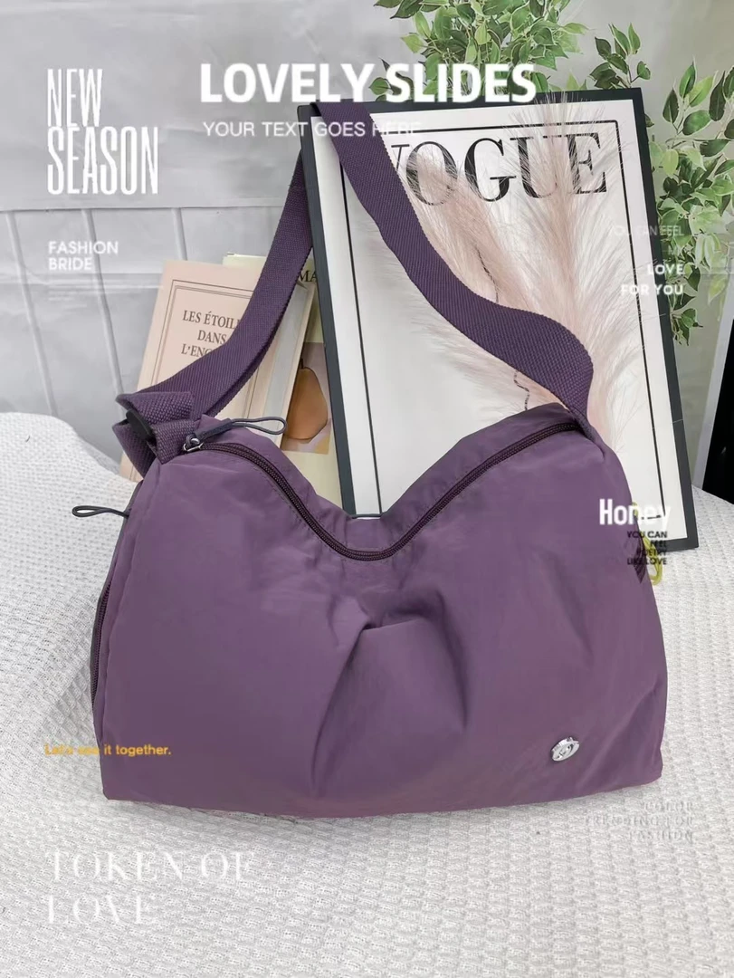 新款单肩斜挎包休闲防水轻便布包女包旅游男女同款出行托特包