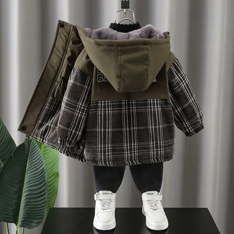 男童加绒外套秋冬款儿童加厚棉服新款童装男宝宝冬季棉衣棉袄
