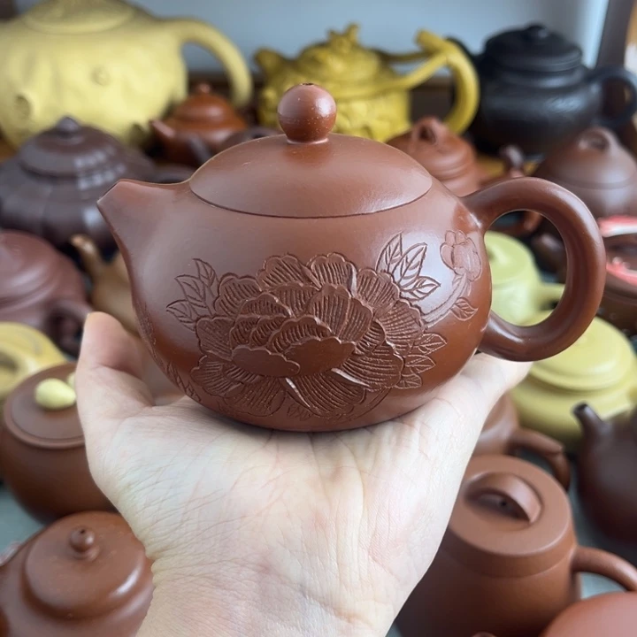 紫砂茶壶220cc大红袍半手