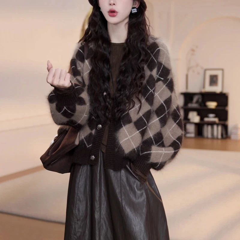 慵懒风宽松针织衫外套女2025秋季新款休闲风韩版时尚百搭休闲套装