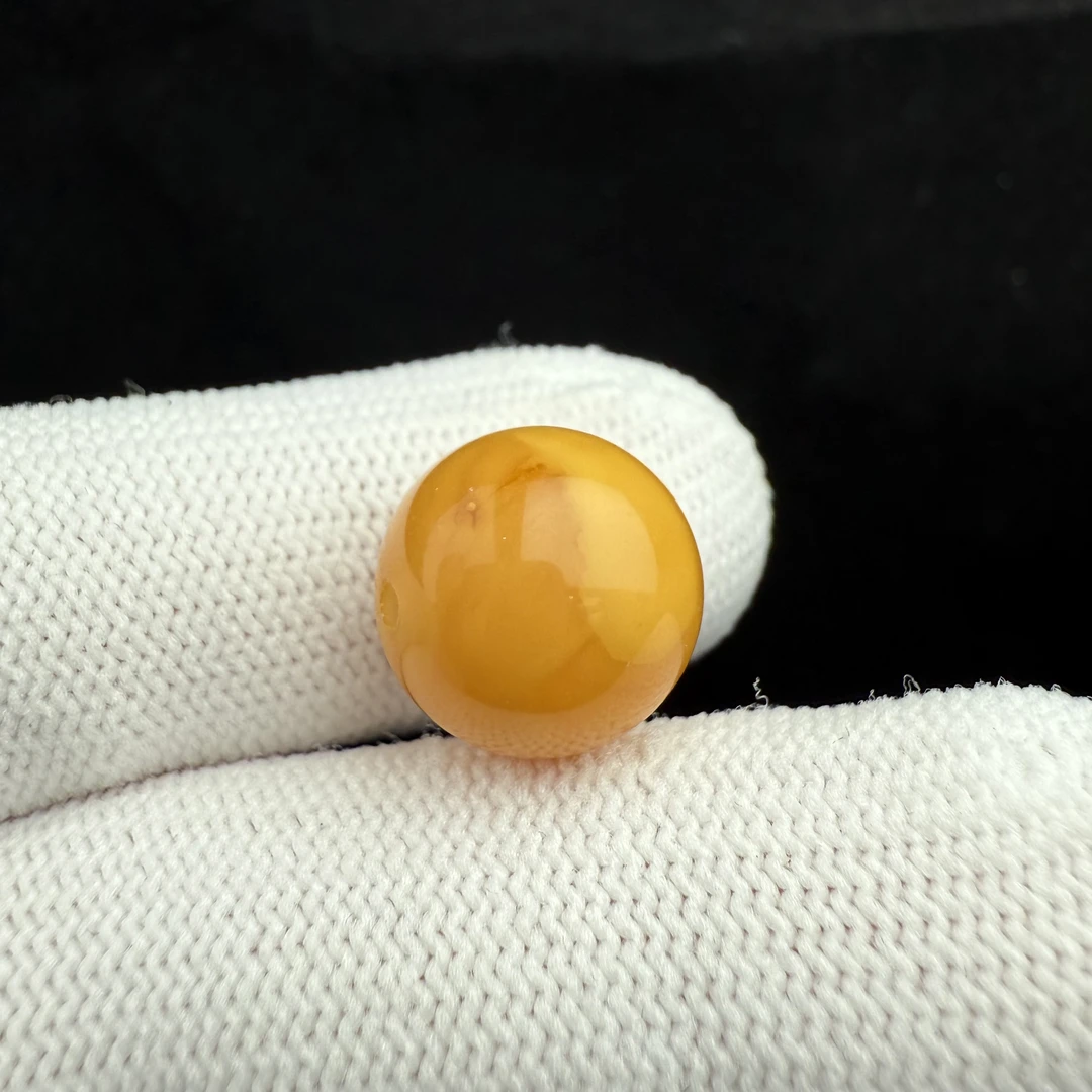 A6274天然原矿俄料蜜蜡鸡油红圆珠12.6mm支持复检假一罚十