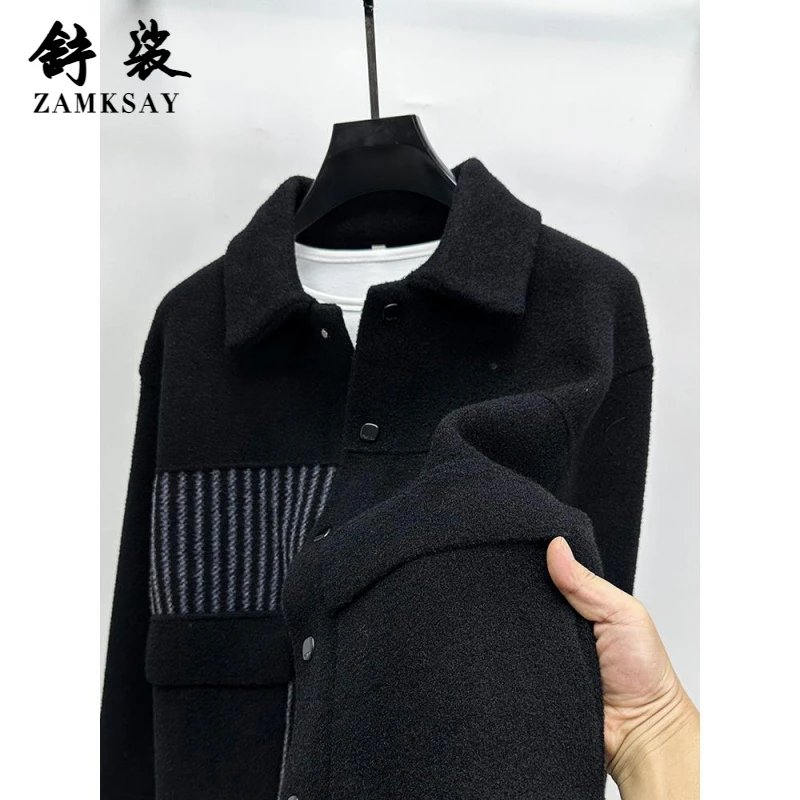 男士毛呢夹克外套男翻领短款高端休闲呢子秋冬加厚上衣服潮流外穿