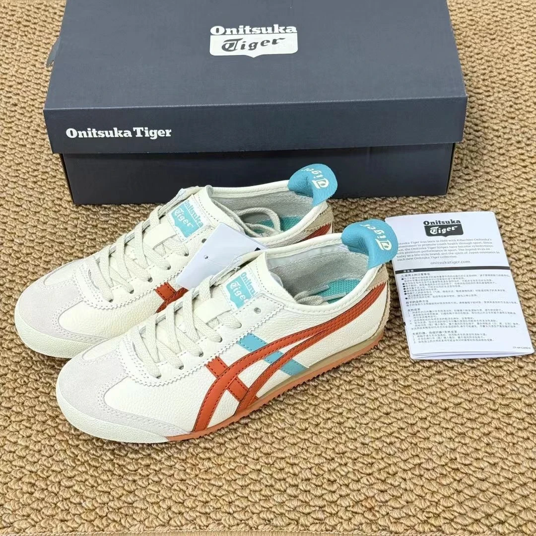 Onitsuka Tiger鬼塚虎MEXICO66男女白蓝橙百搭休闲运动鞋官方正品