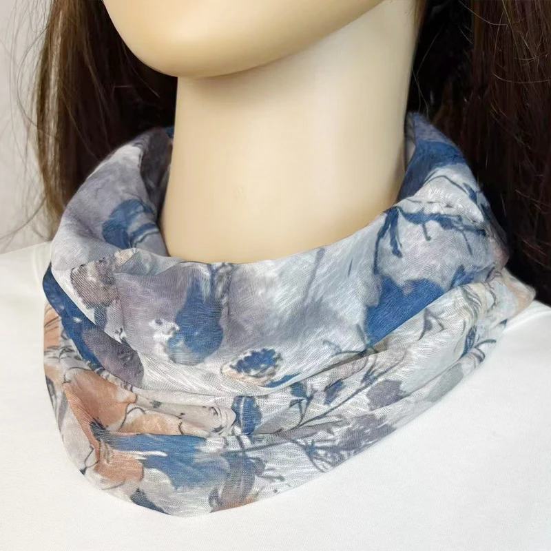 夏季女士挂耳冰丝防晒面罩面纱遮脸围脖套头护颈防紫外线开车骑行