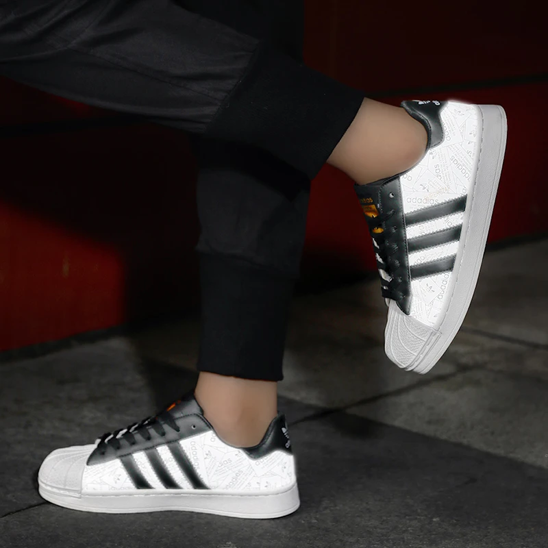 莆田阿D橡胶底经典贝壳头反光夜光鞋情侣板鞋男女潮鞋