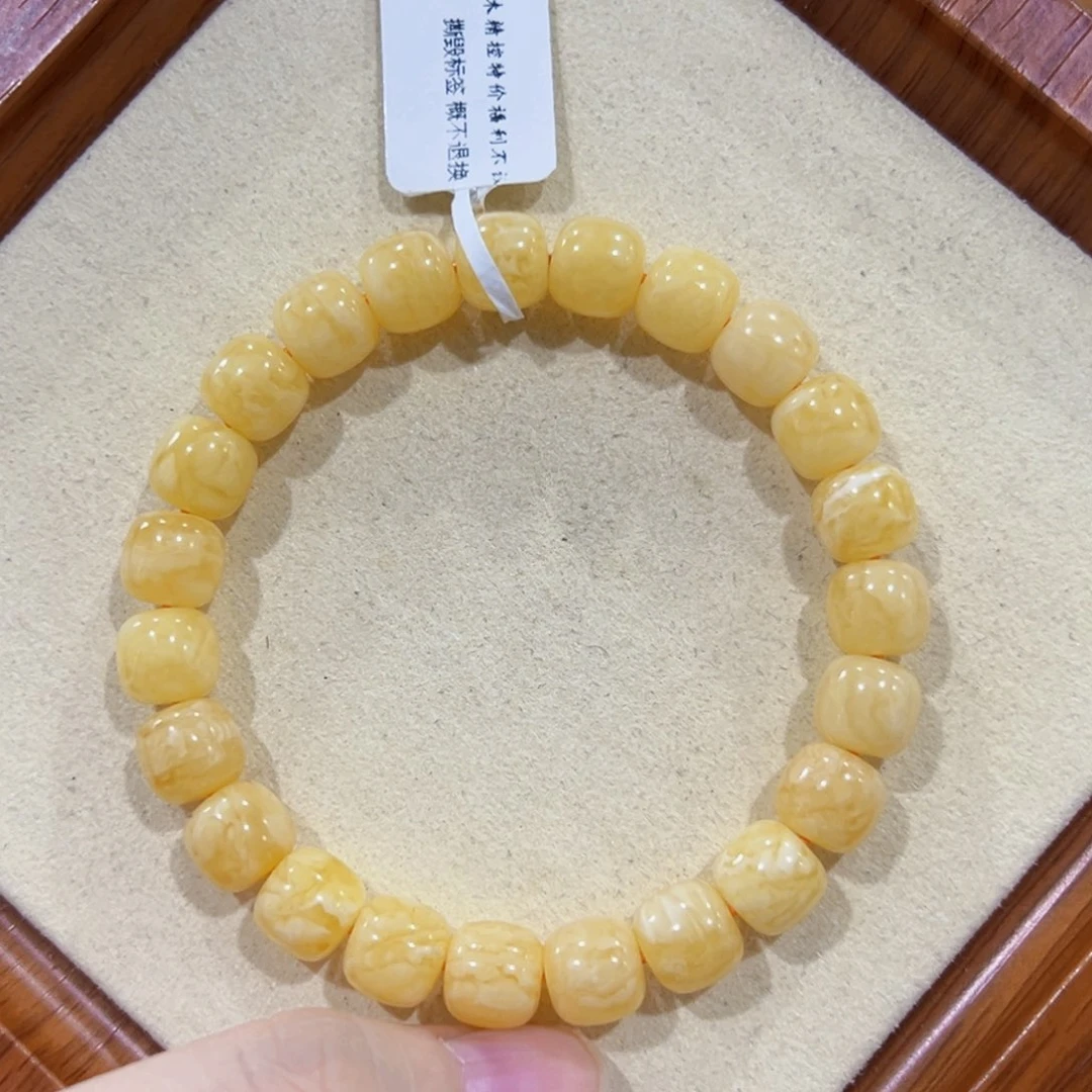3***7未镶嵌蜜蜡手链9m橘底妖花