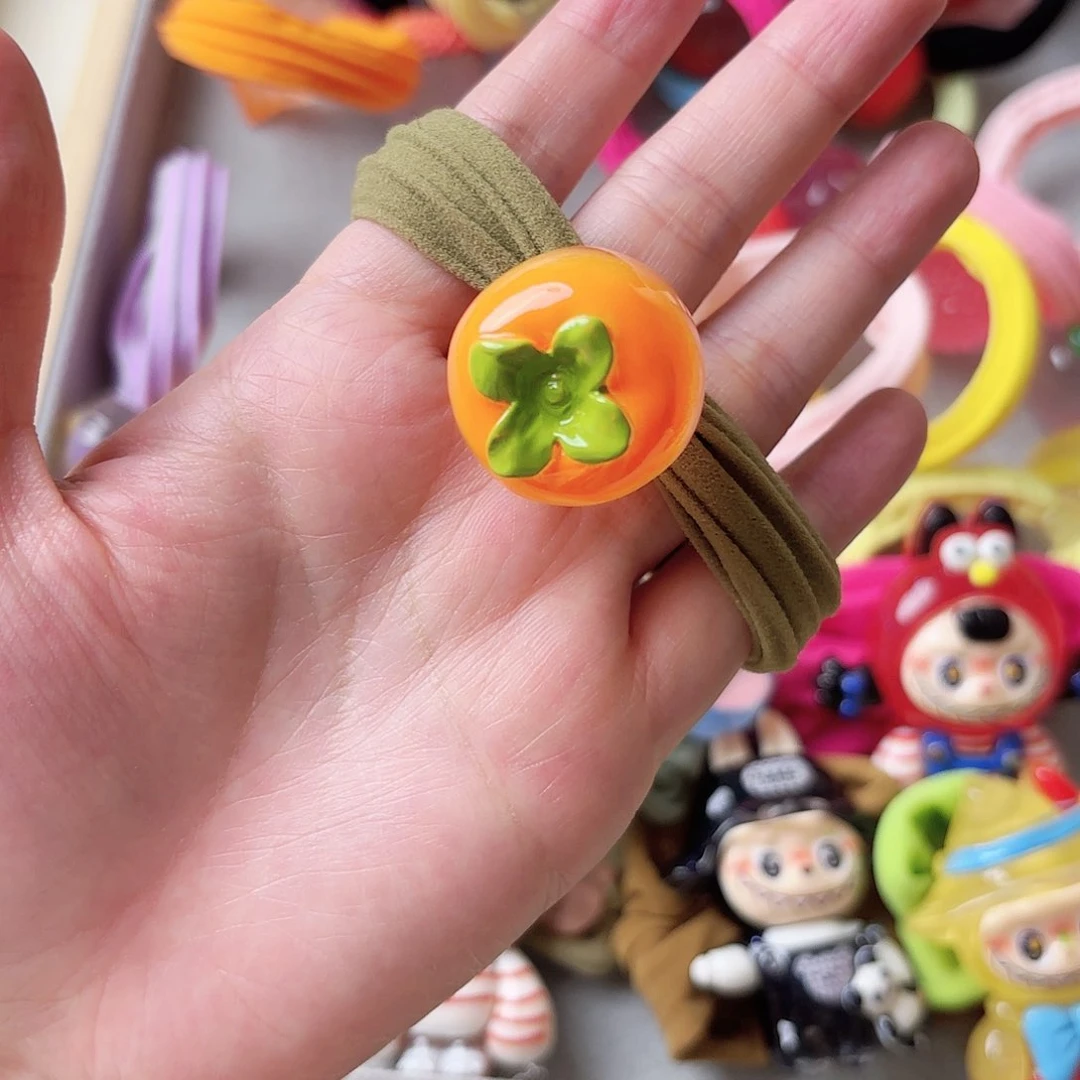 布艺铁合金夜光柿子发绳