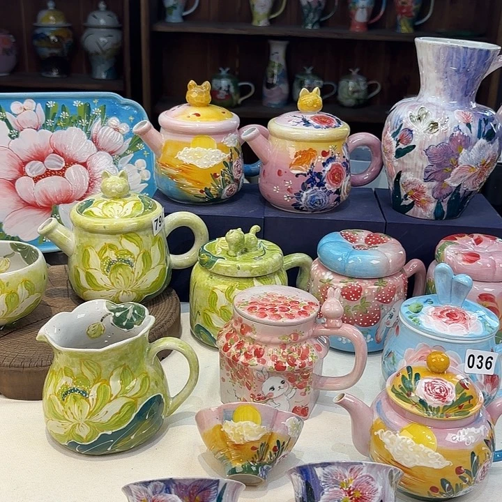 瓷片景德镇手绘高温釉下彩陶瓷茶具