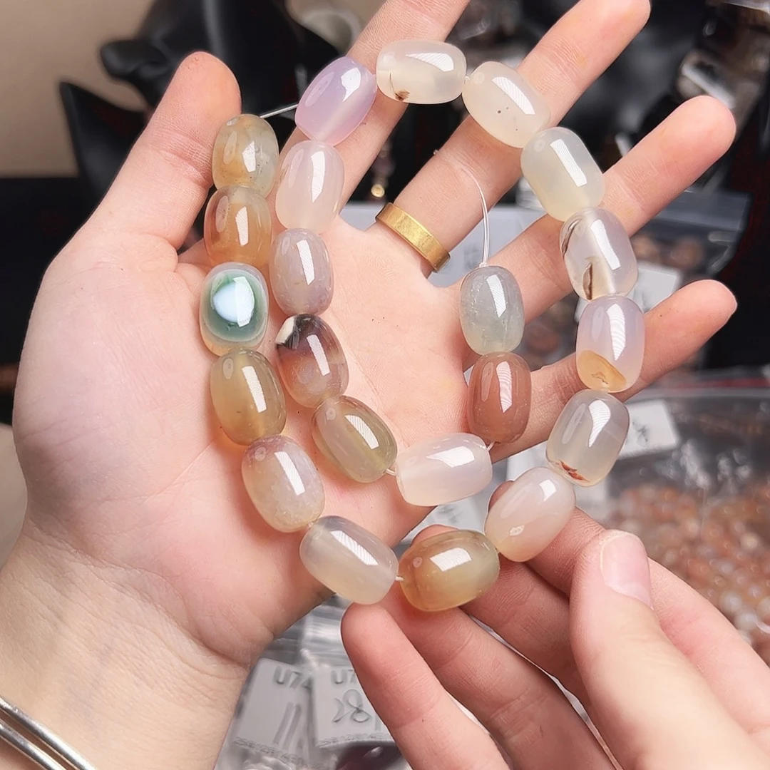 玛瑙/玉髓合金珠宝半成品u744 13m 飘花桶珠一条