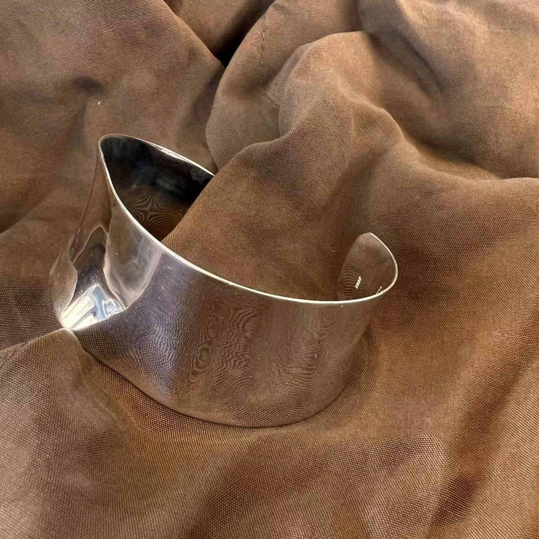 925银手镯 S260简韩韩版夸张宽版不规则手镯光面