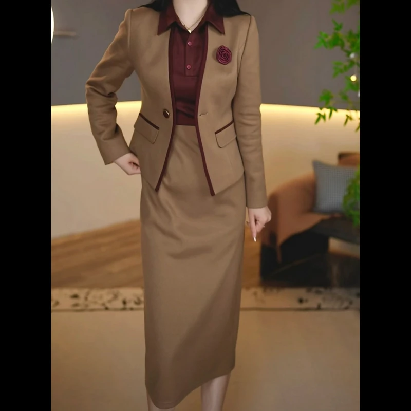 慕诗女装春款连衣裙两件套气质显瘦洋气减龄时尚优雅收腰遮肉