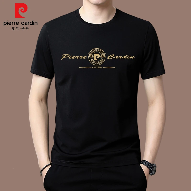 皮尔卡丹爆款正品冰丝短袖男士夏季新款男士高端名牌桑蚕丝t恤衫