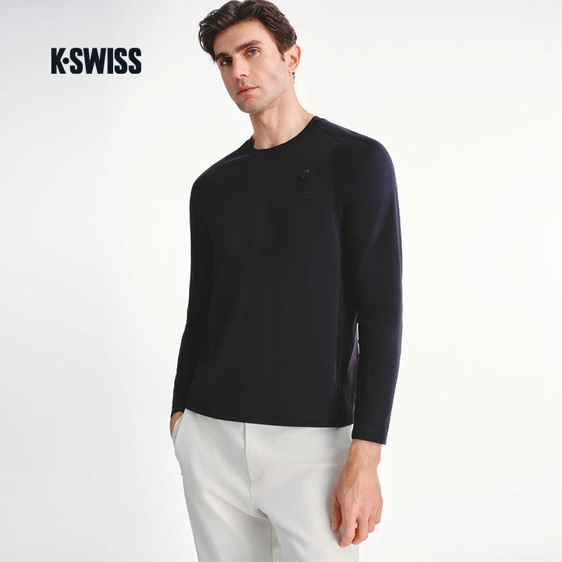 KSWISS盖世威T恤男 25春季新款时尚百搭运动针织长袖上衣1011472
