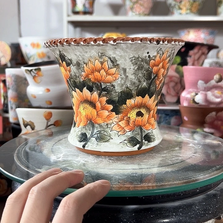 景德镇手绘花盆幸运花盆