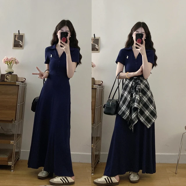 胖MM韩版V领收腰连衣裙女夏季新款大码显瘦大摆裙屁帘叠穿两件套