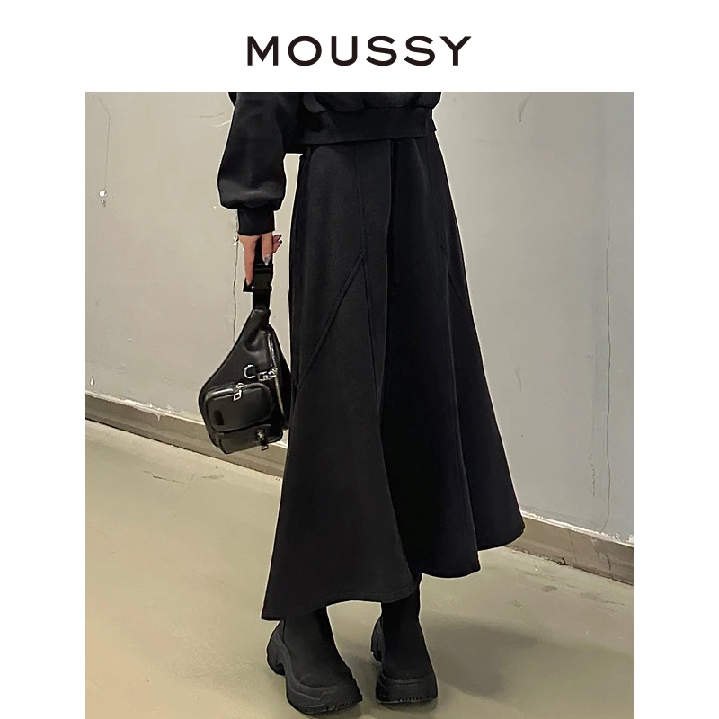 MOUSSY 秋季新品暗黑系解构主义鱼尾半身裙卫裙028IAX81-1007